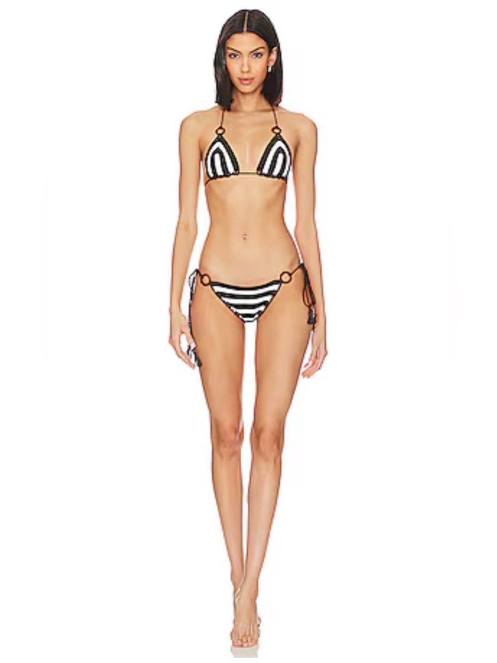 My Beachy Side black & white striped crochet triangle bikini